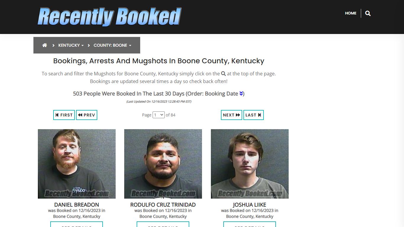 Recent bookings, Arrests, Mugshots in Boone County, Kentucky